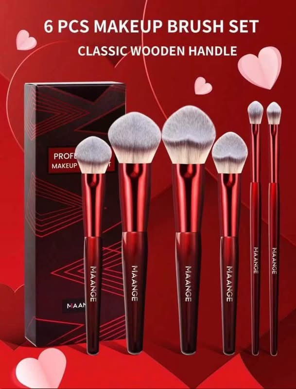 Maange 6pcs Heart Shaped Makeup brush